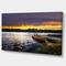 Designart - Boat Docked in Lake at Sunset - Modern Seashore Canvas Art